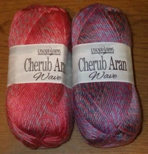  Lot of 2 Skeins, Cascade Cherub Aran Waves Yarn, 3.5 oz, 240 yds, #605 Boston - Picture 1 of 2