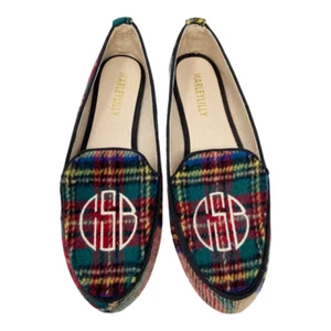Marley Lilly Monogrammed Plaid Loafers Flats Women's Shoes Size 6 - Picture 1 of 9