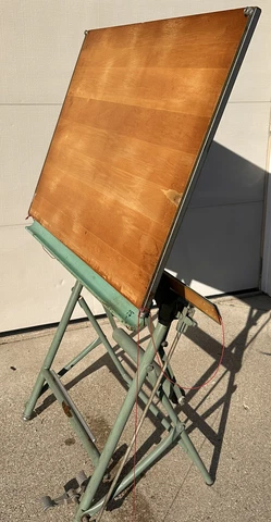 VINTAGE INDUSTRIAL FRENCH ARCHITECTS DRAWING COUNTERBALANCE DRAFTING TABLE 1950s Cover
