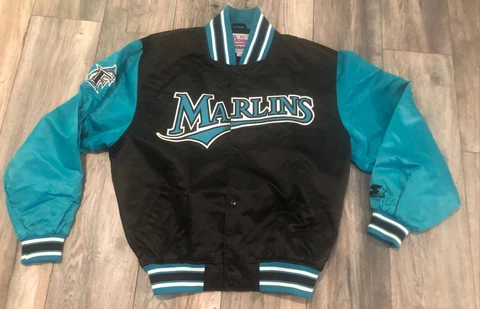 Vintage Starter Diamond Collection Florida Marlins MLB Satin Jacket Men’s M Cover