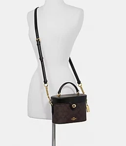 ๐ผ๐ฆ Coach 78277๐ผ๐ฆ Kay Brown Black Signature Canvasr Crossbody Bag ๐ผ GB43 - Picture 1 of 9
