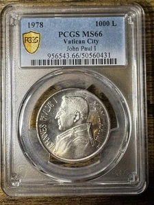 Silbermünze Vatikan 1000 Lire 1978 PCGS MS66 Johannes Paul I fast Top Pop! - Bild 1 von 6