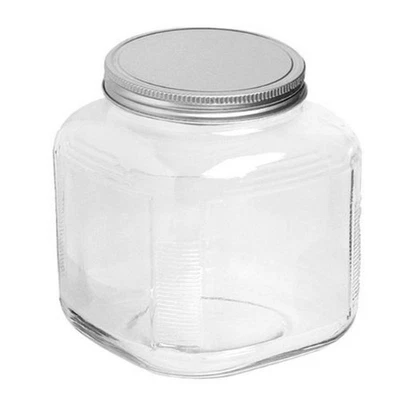 Anchor Hocking 1-Gallon Cracker Jar with Lid, Brushed Aluminum, Set of 4 - Image 1 of 4