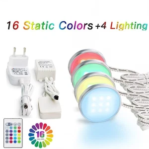 4PCS LED Puck Lights Hard Wired Under Cabinet Lighting Kit Kitchen Counter Lamp - Picture 1 of 12