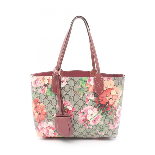 Autentica GUCCI GG Blooms borsa tote bag pvc rivestita tela pelle donna