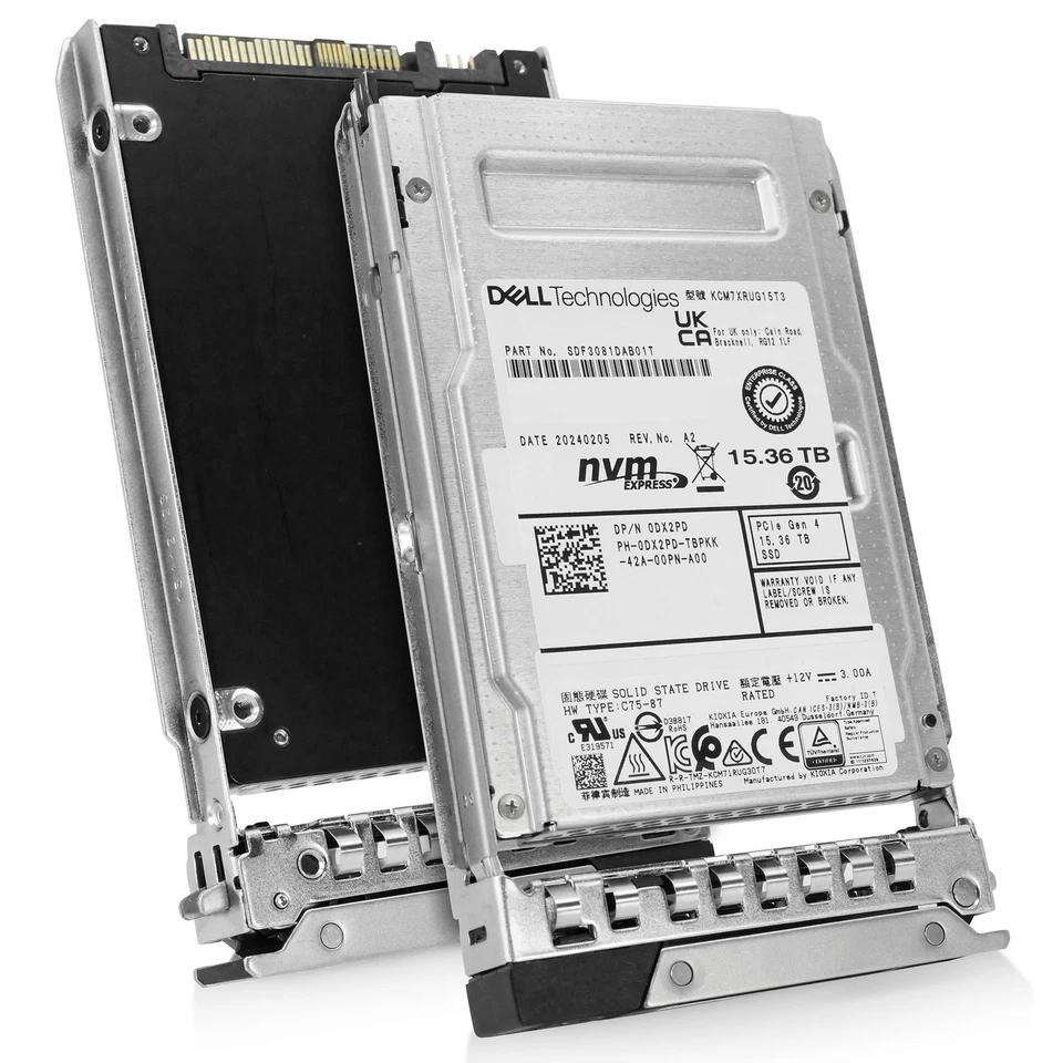 Dell 15.36TB PCIe 4.0 x4 8GB/s U.2 NVMe 1 DWPD 2.5" PowerEdge SSD G16 0DX2PD - Image 1 of 4