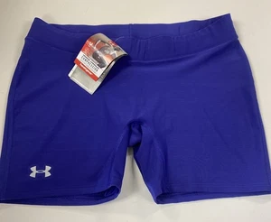 New! Under Armour HeatGear Compression Shorts Women’s Blue Uv Protection Workout - Picture 1 of 8