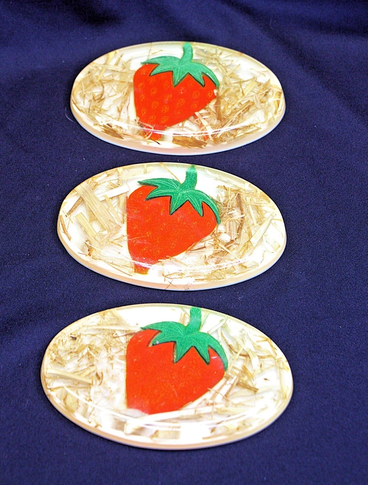 Remaches de fresa de colección acrílico transparente 3 posavasos para platos de ollas calientes de 4,5 x 3 pulgadas Foto 1 de 3