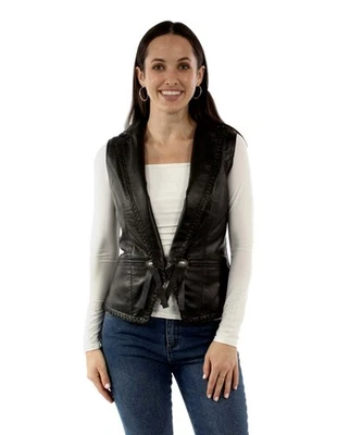 Chaleco Scully Western para mujer punto de látigo tachonado L cordero negro F0_L1161 Foto 1 de 2