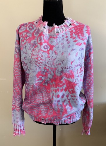 Versace Jeans Couture ANIMALIER Maglione bonnie azzurro donna taglia S