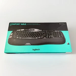 Logitech K350 Wireless Keyboard 920-001996 Comfort Wave Ergonomic Black New Box - Picture 1 of 8