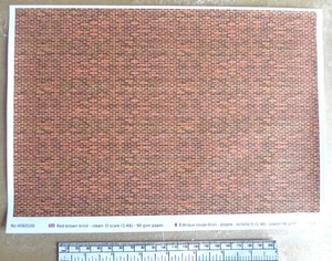 Red/Brown Brick Paper for O Gauge - Scale 1:48 - A4 Sheet (297 x 210 mm) - Picture 1 of 6