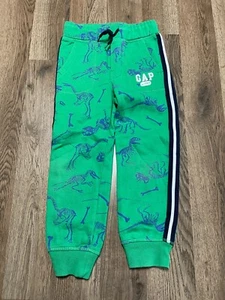 Gap Pants, Boy's Size 5 Year Toddler, Green Blue, Dinosaur, Logo, Drawstring - Picture 1 of 9
