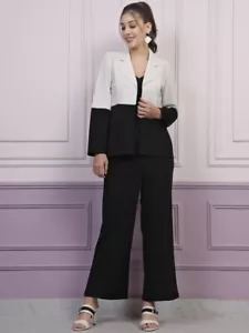 Women Indo Western Colourblocked Coat with Trousers Co-Ords set - Picture 1 of 8