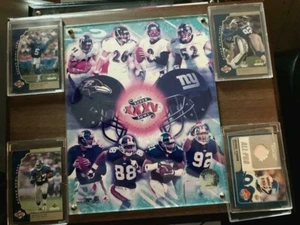 NY GIANTS SUPER BOWL XXXV PLAQUE PLUS ELI MANNING SUPER BOWL XLII PICTURE - Picture 1 of 3