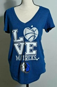 NWT NBA Women's Size L Blue Dallas LOVE MAVERICKS Basketball V-neck T-shirt - Picture 1 of 5