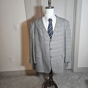 Austin Reed Suit Blazer Sport Coat Men 52R Houndstooth Black White Made In USA - Picture 1 of 22