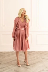 🙂 RACHEL PARCELL 🙂 Vestido Pequeño 🙂 Mangas Largas con Volantes Rosa NUEVO AUTÉNTICO 🙂 - Imagen 1 de 7
