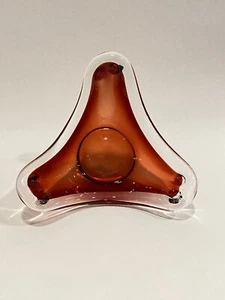 Retro Space Age Red Glass Bowl Ashtray - Picture 1 of 6