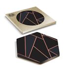 1 x Hexagon Coaster - Rose Gold Black Art Deco Elegant Pattern #24121
