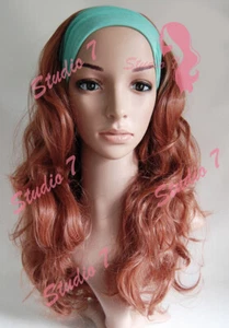W42 Light Auburn Ginger Mix 3/4 Long Curly Half Wig Hair Piece - studio7 uk - Picture 1 of 5