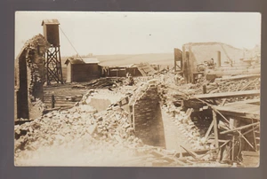 Calmar IOWA RPPC 1918 ROUNDHOUSE RUINS Depot Railroad TORNADO Train nr Decorah 2 - Picture 1 of 3