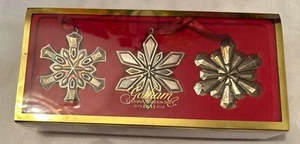 Gorham Sterling Silver Plated Xmas Snowflake Set of 3 Tree Ornaments New Box - Picture 1 of 6