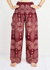 Ladies Smock Harem Baggy Pants Bohemian Boho Hippie Genie Yoga Trousers HWDD - Picture 1 of 5