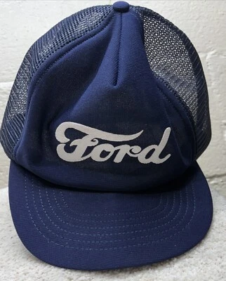 1970-1980-х годов FORD сетки водитель грузовика шляпа бейсболки синий сделано в США ВИНТАЖНЫЙ - Изображение 1 из 4