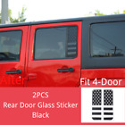 Rear Door Glass Sticker Cover Trim For Jeep Wrangler JK 2007-2017 Black PVC 2PCS