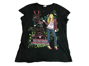 VTG Hannah Montana Shirt Womens Medium Black Miley Cyrus Guitar Art Y2K Disney - Picture 1 of 12