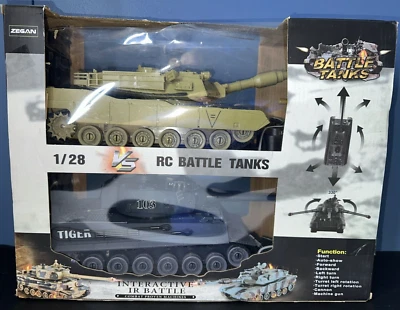 1/28 scale Pair of  Interactive Battle Tanks RC Tiger 1 M1A2 IR Emitters - Image 1 of 4