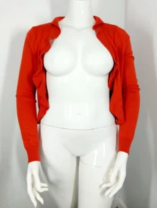 H&M Size MEDIUM 15% Wool 5% Angora Long Sleeve Open Cardigan Burnt Orange Rust - Picture 1 of 9