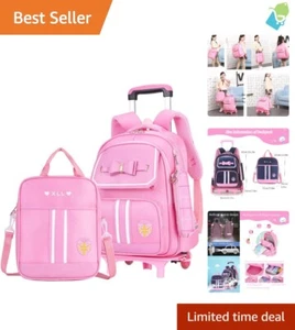 Stylish Rolling Backpack for Girls with Cute Trolley and Matching Lunch Bag - Picture 1 of 8