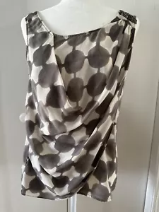 Maeve Grey and White Silk Tank Top Blouse Size 10 - Picture 1 of 7