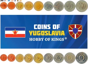 Set of 9 Coins from Yugoslavia. 25, 50 Para, 1, 2, 5, 10, 20, 50, 100 DINARA. 19 - Picture 1 of 2