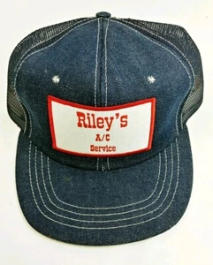 Vintage NOS Riley's A/C Service Denim Mesh Patch Snapback Mütze, Made in USA - Bild 1 von 9