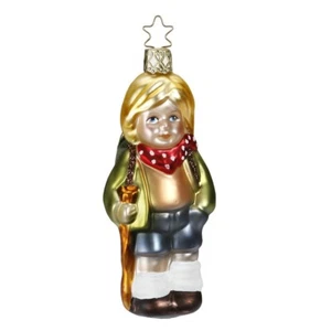 Inge Glas German Hand Painted Glass Ornament Oktoberfest Bavarian Boy Wanderer - Picture 1 of 1