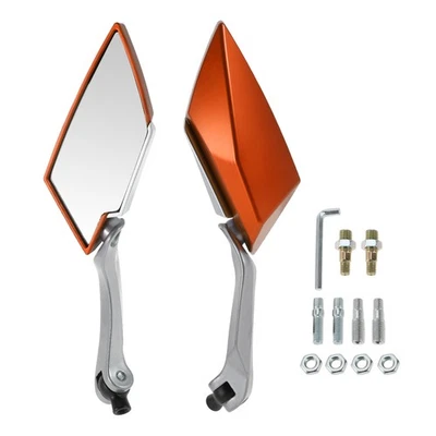 Espejo moto aluminio/plástico,1 set naranja M8/M10 prismático - Imagen 1 de 4