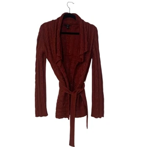 H&M Damen Cardigan Pullover Burgunderrot Mohair Wollmischung vorne zum Binden S Boho Twee - Bild 1 von 8