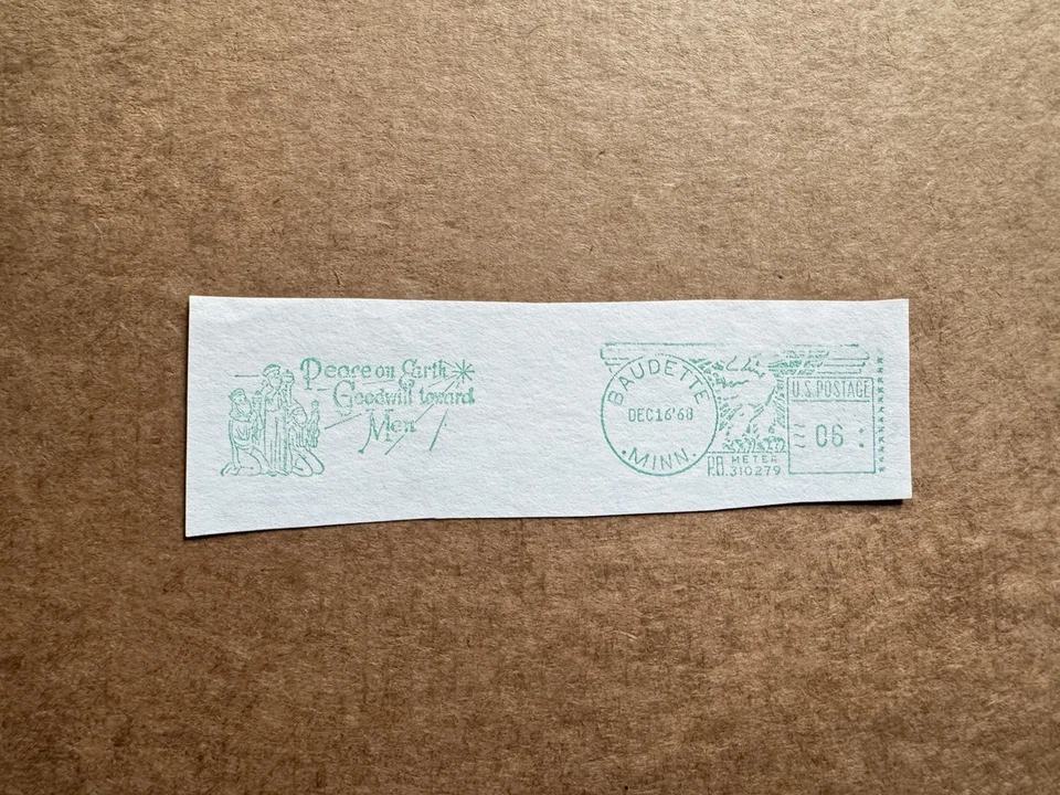 Medidor temático de iglesia de Estados Unidos 1968 pieza cortada (45) + Biblia Lucas 2:14 = Paz en la Tierra (verde Foto 1 de 1