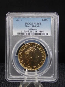 GREAT BRITAIN 2017 100 POUND BRITANNIA 1OZ GOLD COIN SLABBED PCGS MS68 - Picture 1 of 2