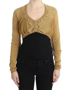 CLASS ROBERTO CAVALLI Strickjacke goldverziertes Achselzucken Bolero IT42/US8 UVP $ 400 - Bild 1 von 10
