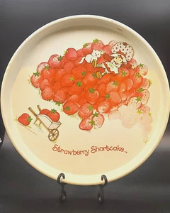 Vintage Strawberry Shortcake Serving Tin Tray Round American Greetings Cheinco - Picture 1 of 2