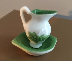 Mini jarra y lavabo vintage verde/blanco - más de 50 años  - Imagen 1 de 5
