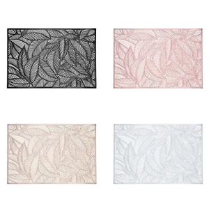 Kunststoff Blumen Tischset Rutschfest Waschbar Rechteck Flexibel Abendessen Blatt Matten x4 - Bild 1 von 6