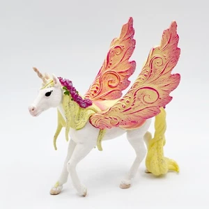 Schleich Pegasus Unicorn D-73527 White Pink Wings Yellow Mane Glitter Toy 6” - Picture 1 of 4