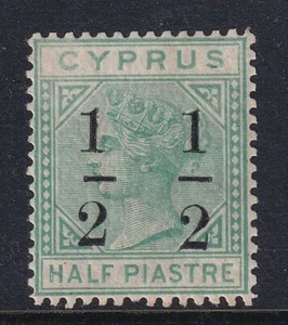 Cyprus 1886 1/2 on 1/2pi Emerald Green SG27 - lightly mounted mint - Picture 1 of 2