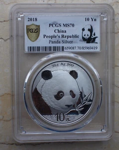 Moneda Panda de plata PCGS MS70 2018 30 g - Imagen 1 de 2