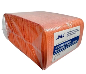 Paquete de 125 baberos de papel dental desechables pañuelos de 2 capas + 1 capa de película de polietileno 13"x18" - Imagen 1 de 4
